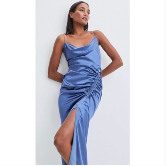 NWT NEW Veronica Beard Natasha Silk Dress in Steel Blue - Size US 10 - Picture 2 of 11